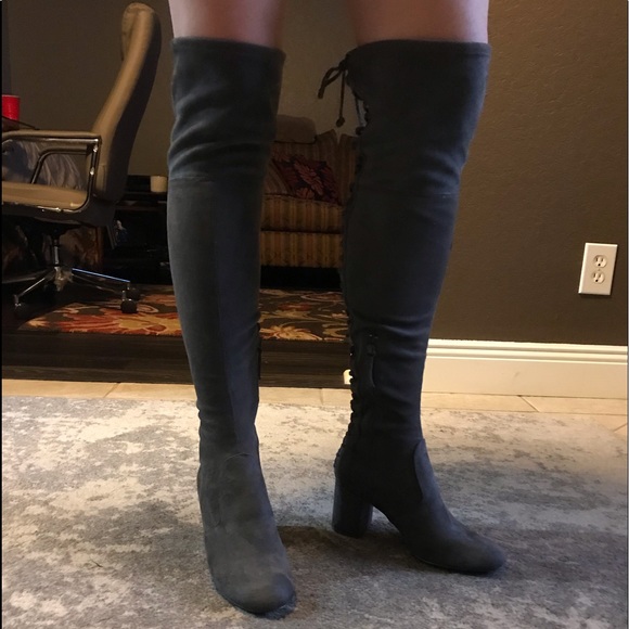 Charles David Shoes - Gray suede lace up tall boots